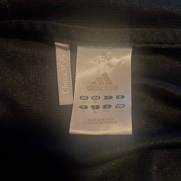 Adidas Size M Athletic Track Full Zip Jacket Black Blue Striped Logo Clima 365 - Picture 5 of 8